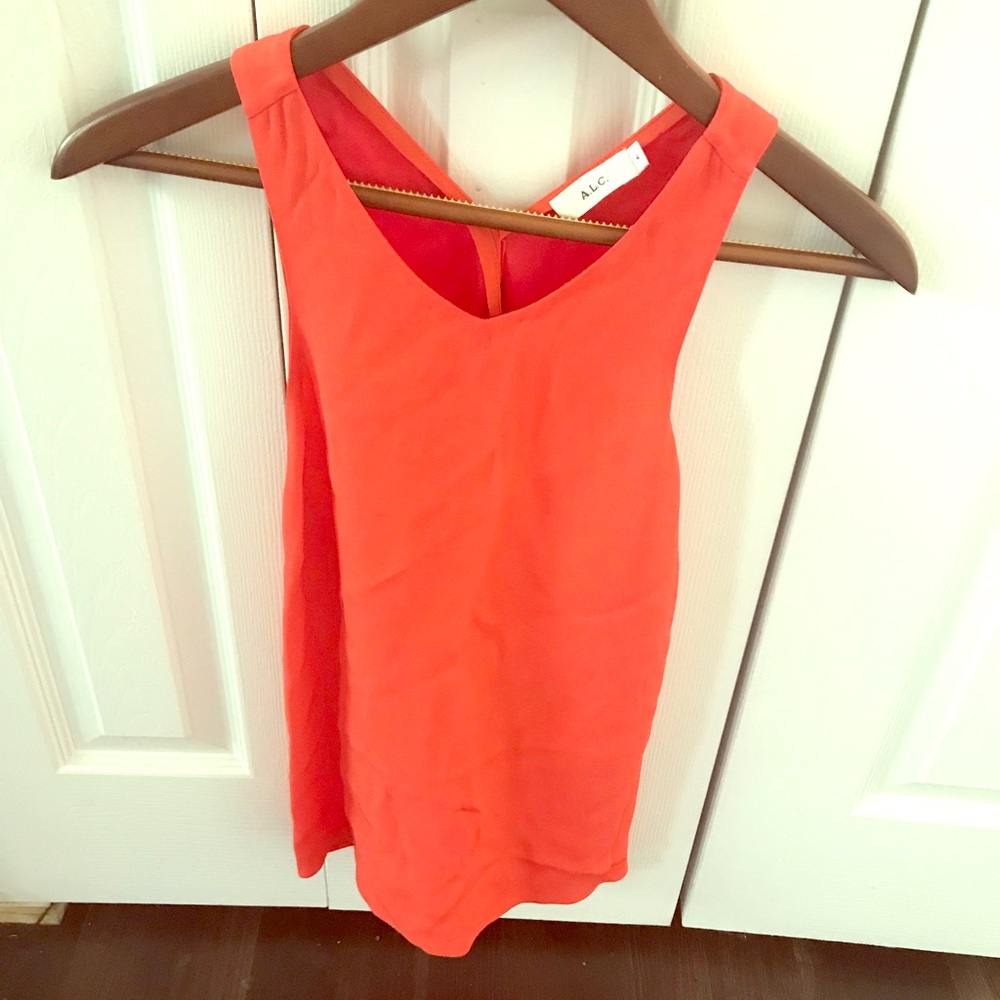 A.L.C. tangerine orange silk tank top camisole 4